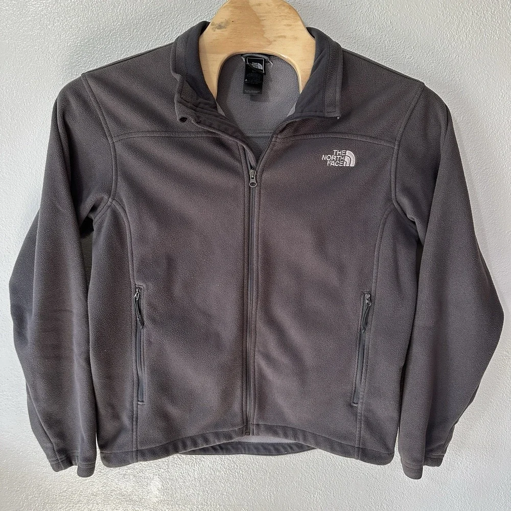 North Face Jacket Men's Size Large Gray Full Zip Fleece Zippered Pockets